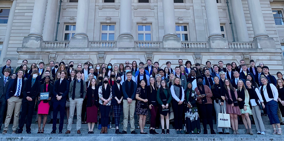 AP student advocates from across the state meet at the State Capitol
